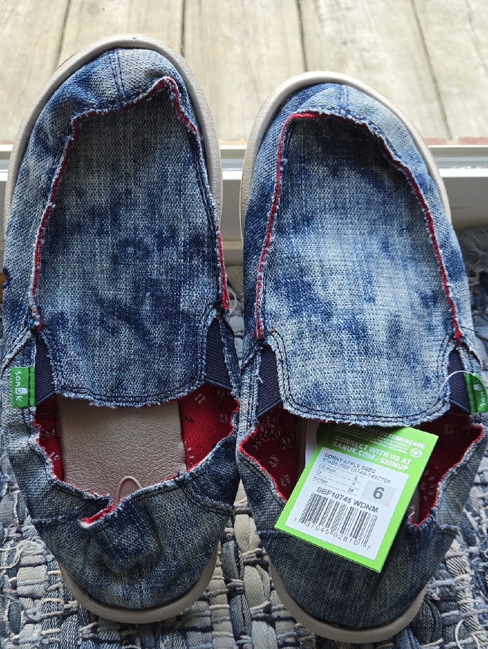 Sanuk Denim Sidewalk Surfer Casual Shoes - Donny Apple Seed Womens Size 6